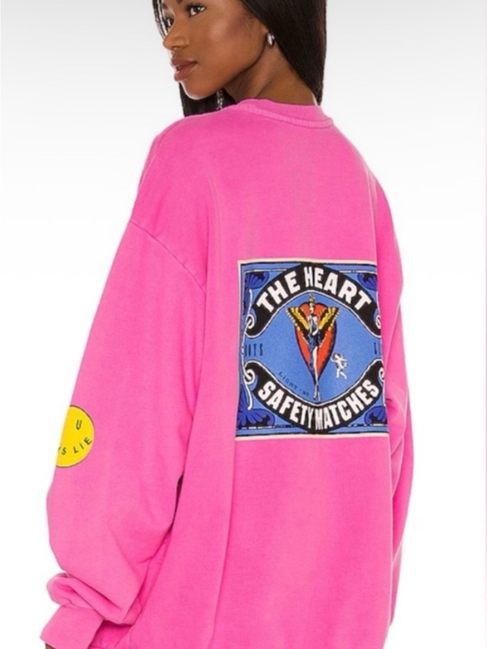 Boys Lie Hot Pink 'Perfect Match' Graphic Oversized Sweatshirt - Picture 2 of 4
